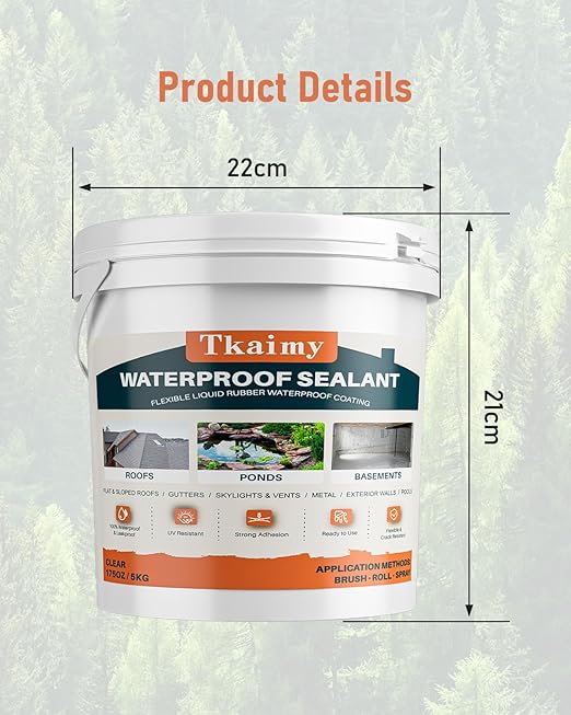 Transparent Waterproof Coating 175oz, Water-Based Invisible Waterproof Agent Leak Repair Sealant, Indoor & Outdoor Roofs, Shower Walls, Bathroom, Kitchen, Liquid Water Proof Clear Sealant