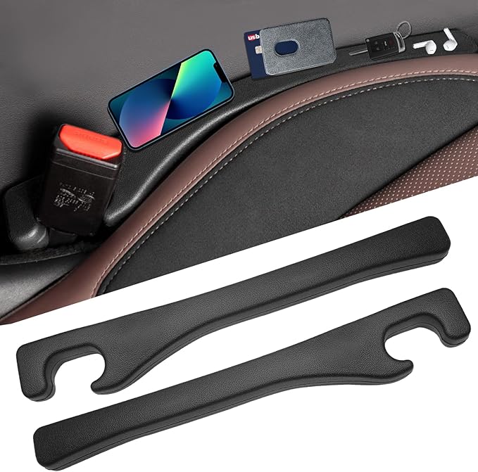 Black 2 PCS Car Seat Gap Filler, Car Seat Catcher Space Filler Between Car Seat and Console, Universal Car Accessories Auto Seat Gap Filler (Normal)