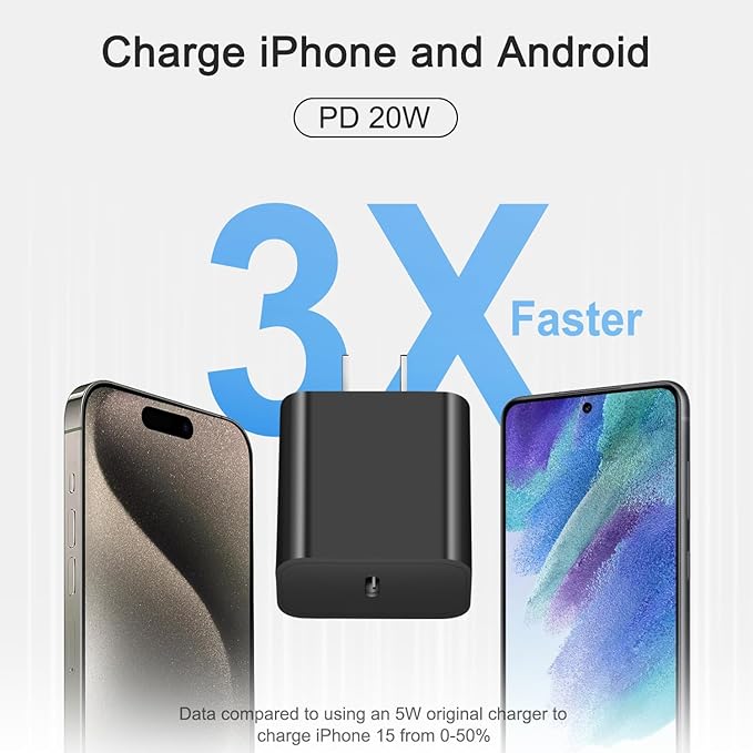 iPhone 17 16 15 Charger Fast Charging 3+3Pack Type C Charger USB C Chargers Block with 10FT Cable for iPhone Air/17/17 Plus/17 Pro/17 Pro Max/16/16 Plus/16 Pro/16 Pro Max/15/15 Pro Max/iPad Pro(Black)