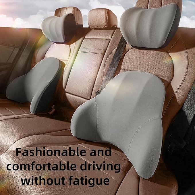 Car Headrest Lumbar Support Cushion for Toyota Corolla Cross 2022 2023 2024, Ergonomic Car Seat Headrest Cushion for Neck Back Pain Relief Memory Foam Breathable Removable Cover for Office Chair Car
