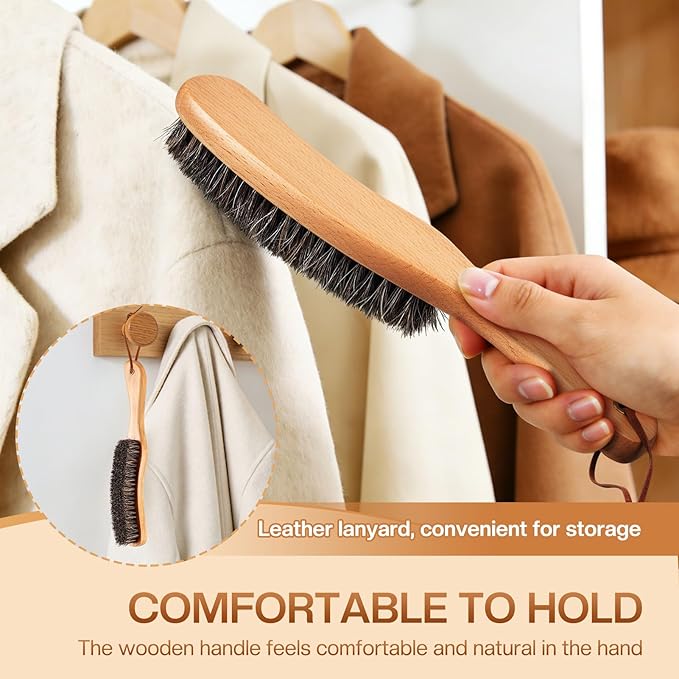 4 Pcs Horsehair Felt Hat Brush Kit with Cleaning Sponge Cowboy Clean Hat Wood Fedora Hat Cleaning Set Baseball Cap Lint Brush Remove Dust for Hair Furniture Suits Clothes(Style H)