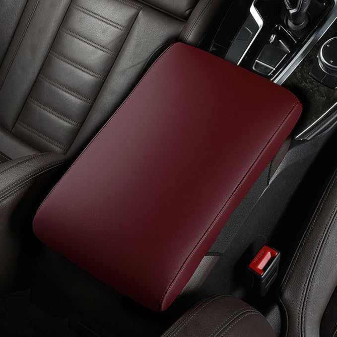 Car Armrest Covers for Mercedes Benz SLK 200 200K 250 280 350 Premium Leather Center Console Armrest Cushion Pad Anti-Scratch Soft Support for Elbow Auto Interior Accessories, Wine red