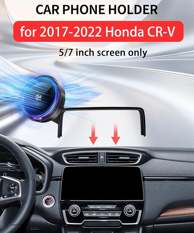 Qi2.2 25W Magnetic Car Mount Charger for 2017 2018 2019 2020 2021 2022 Honda CR-V Accessories,for Fast Charging Cell Phone Holder 5/7 Inch Screen Fixed Clip with Cooling Fan ＆54W Fast Adapter