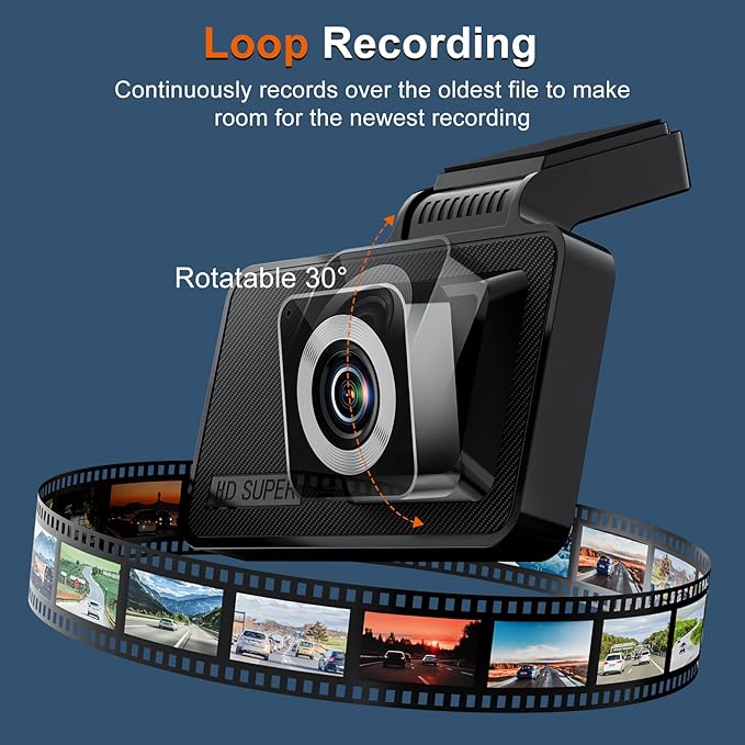 1080p HD Dash Cam, 4-inch Car Dash Cam with Super Night Vision, 170° Wide Angle, Loop Video Motion Detection
