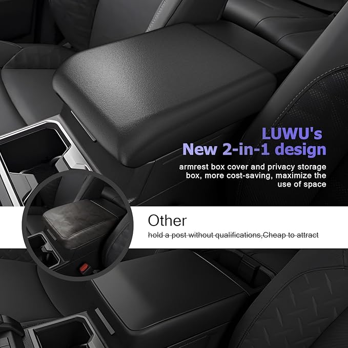 LUWU 2026 Tacoma Center Console Cover Hidden Storage Box Compatible with 2024 2025 2026 Toyota Tacoma Accessories Silicon Material Armrest Cover Center Console Hidden Organizer Box (2 in 1 Design)
