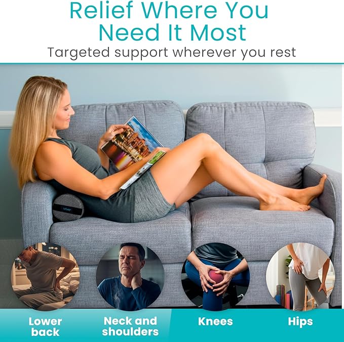 Vive Lumbar Roll Pillow for Lower Back Pain - Low Back Support Cushion for Office Chair, Car, Driving, Desk Computer - Ergonomic Portable Cervical Bolster for Thoracic Low Rest Posture Corrector(Soft)