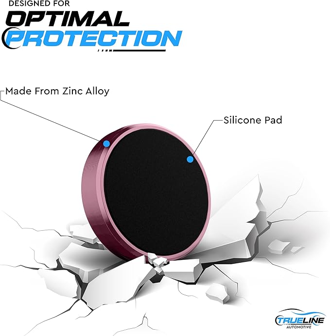 TRUE LINE Automotive Magnetic Phone Mount for Car - Magnetic Car Phone Holder - Magnet Phone Holder for Car, Magnetic Phone Mount for Car, Magnetic Phone Holder with Silicone Pad (Pink)