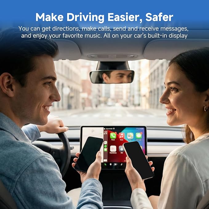 D7 USB C Wireless CarPlay Android Auto Mini Adapter 2-in-1, Alloy Shell, Compatible with 2016+ Factory-installed Wired CarPlay/Android Auto Car, Plug & Play Car Play Dongle for iPhone & AndroidPhone