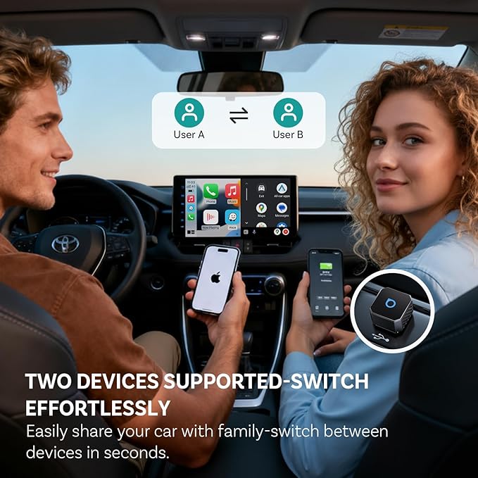 OTTOCAST Mini 3.0 (Pot) 2025 2-in-1 Wireless CarPlay/Android Auto Adapter, 5GHz WiFi, Auto Connect for 2016+ Cars