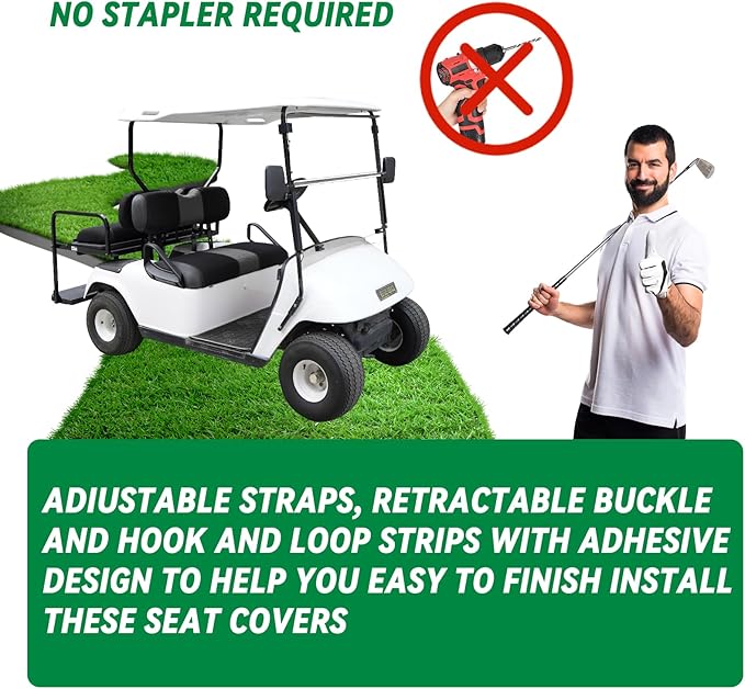 Universal EZGO TXT Golf Cart Seat Covers Dress UP Older Durable Breathable Material Golf Cart Front Seat Cover Fit Like a Glove, Easy to Install, Machine Washable