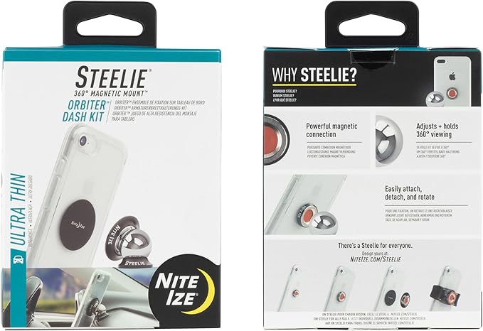 Nite Ize Steelie Orbiter Dash Kit - Magnetic Dashboard Phone Mount - Easy-to-Use & Durable Cell Phone Car Holder