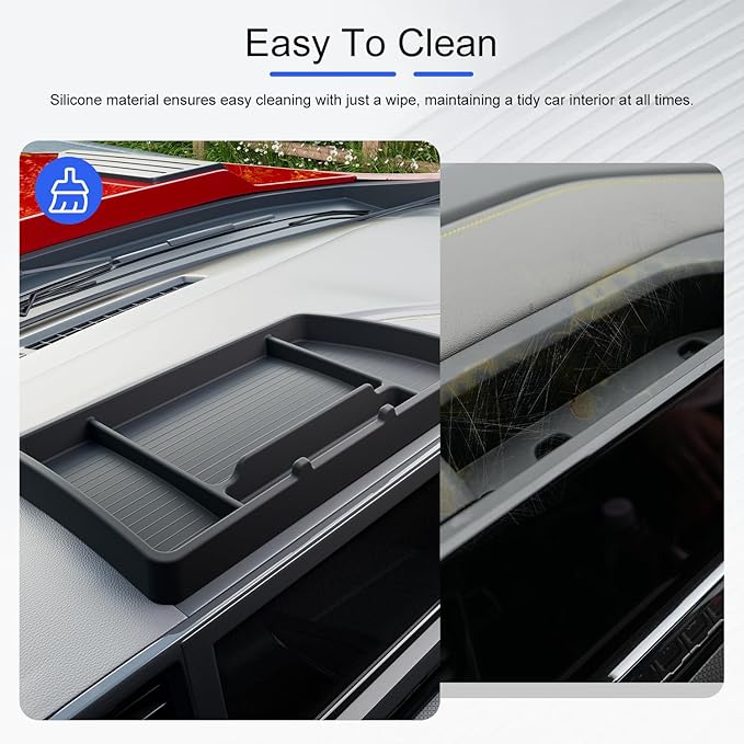 Dashboard Storage Organizer Compatible with 2022-2026 Chevy Silverado GMC Sierra 1500 2024-2026 2500HD 3500HD Silicone Storage Tray Replacement for 2022-2026 Chevy Silverado Accessories
