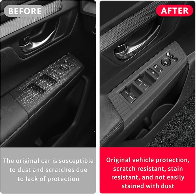 Temmis 4PCS Car Door Window Switch Panel Cover for Honda CRV 2023-2026 (Gasoline & Hybrid), Auto Interior Decor Accessories Armrest Trim Silicone Style Kit-Black