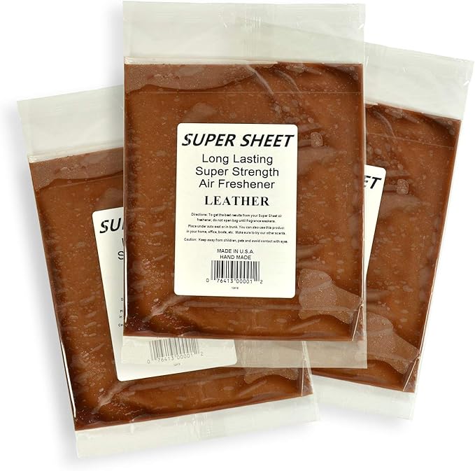 Super Sheet Large (8"x7") Under Seat Car Air Freshener, 3-PACK (Leather)
