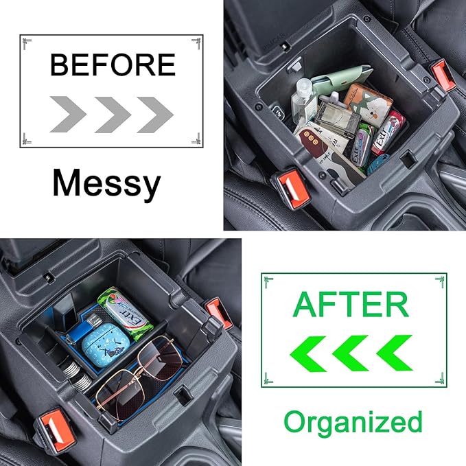 PIMCAR Center Console Organizer for Jeep Wrangler JL/JLU (2018-2026) & Gladiator JT (2020-2026) | Armrest Storage Tray | Interior Accessories (Not for JK/JKU) | Blue Liner Trim