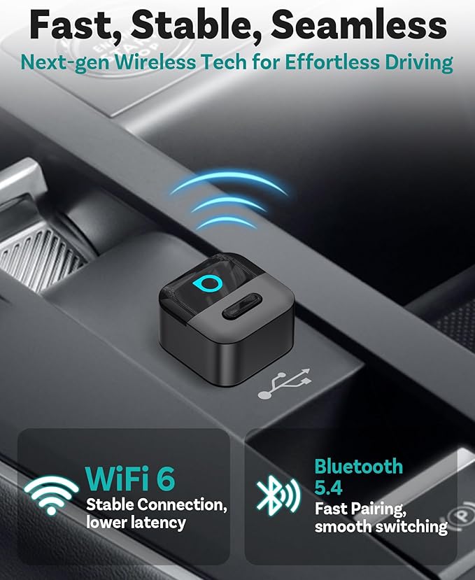 OTTOCAST Mini Pico 2026 Wireless CarPlay Adapter for iPhone & Android – Plug and Play Android Auto Adapter, Fast Connection, Small & Space-Saving