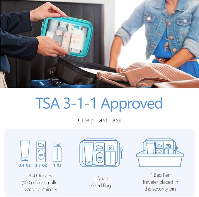 PACKISM Clear Makeup Bag - TSA Approved Toiletry Bag for Carry-on & Checked Luggage, Water Resistant Car Storage Organizer with Reinforced Seams