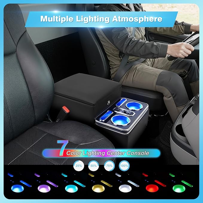 Center Console, Universal Front Bench Seat Consoles, Truck Seat Organizer and Storage, Center Console for Truck & Minivan & Car& SUV Cab Front Seat Bench Seat Storage Box (Locking)