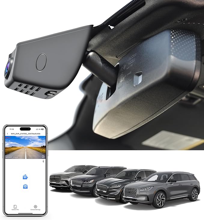 Mangoal 4K Dash Cam fit for Ford Lincoln Nautilus Gen1 U540 2019-2023 Navigator Gen4 2018-2025, Aviator Gen2 U611 2020-2025, Corsair 2020-2022, WiFi & App, GPS, 64GB Card