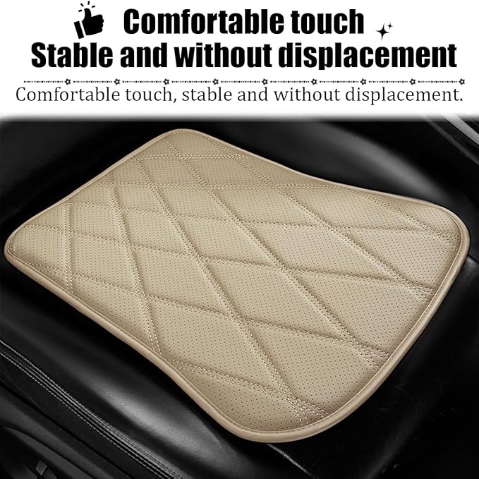 Car Seat Cushion, Comfortable Sciatica & Lower Back Pain Relief Vehicle Driver Seat Pillow, Auto Interior Chair Protector, Universal for SUV Automobile Truck (Beige)