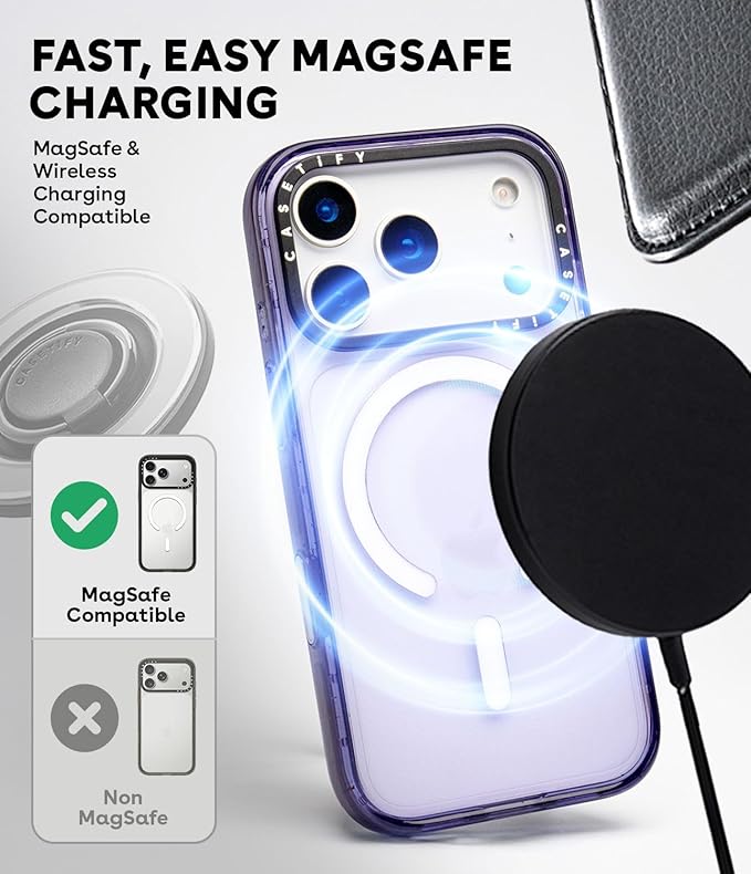 CASETiFY Impact iPhone 17 Pro Max Case [Slim/Compatible with Magsafe / 8.2 ft. 4X Military Grade Drop Protection] - Clear Polka Daub Hearts - Clear Black
