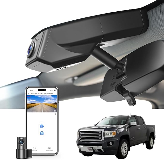 Mangoal Front 4K & Rear 1080p Dash Cam Custom fit for GMC Canyon 2015-2022 WD Elevation AT4 Denali(Model A), Integrated OEM Look, UHD 2160P Video, WiFi and App, 128GB Card