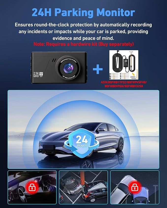 Dash Camera for Cars, 2.5K Dual Dash Cam Front and Rear W/ 64GB Card,3"IPS Screen Car Cam Built-in 5G WIFI,Car Dash Cam with G-Sensor, Loop Recording, Night Vision, 24H Parking Monitor,170°Wide Angle