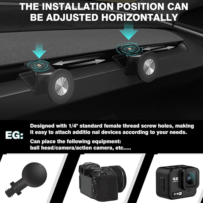 BestEvMod Dashboard Car 1/4 Screw Mount Phone Holder Tablet Mag Safe Compatible with Refreshed Tesla Model Y Juniper Model 3 Highland fits for All Phones & Android 360° Adjustable (Mag Safe)