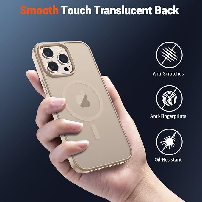 SUPFINE Magnetic for iPhone 12 Pro Max Case(Compatible with MagSafe)(Military Grade Drop Protection) Slim Translucent Matte Shockproof with Anti-Fingerprint Phone Case,Desert Gold