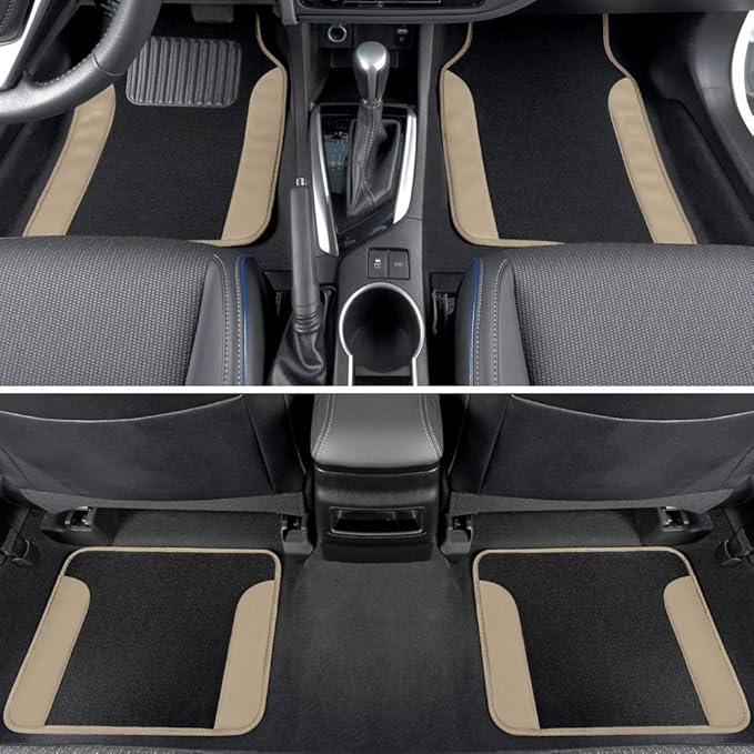 BDK Premium Carpet Floor Mats for Cars - Universal Fit Interior 4-Piece Car Mats Full Set with Vinyl Heel Pad Protector - Cute Car Accessories Interior Floor Covers for SUVs & Trucks