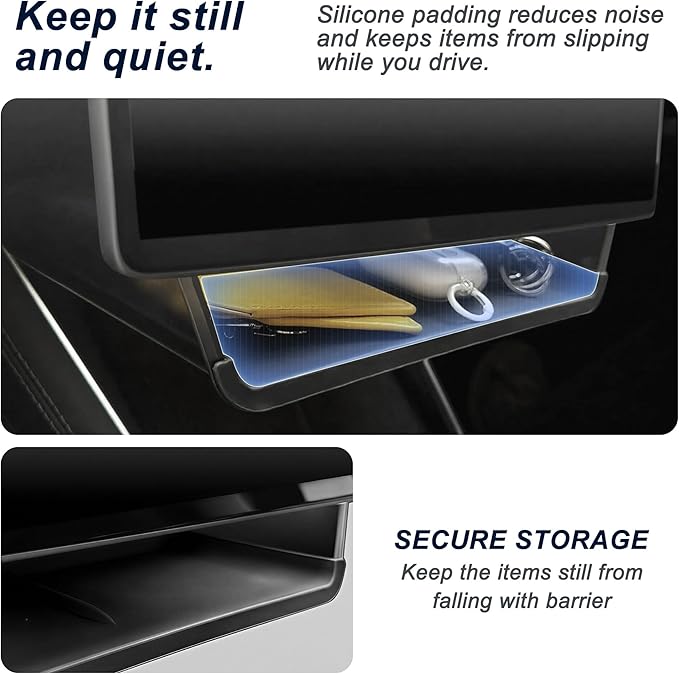 Under Screen Storage Organizer for Tesla Model 3 (2024-2026) & Model Y (2025-2026) – Center Console Tray for Highland & Juniper, Tesla Accessories