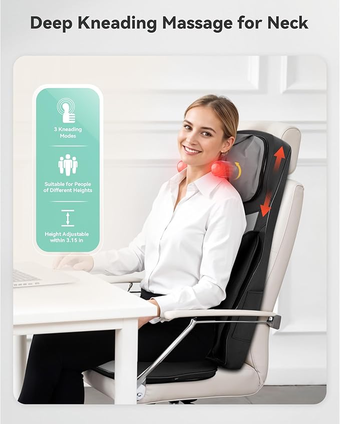 Snailax Full Body Massage Chair Pad, Neck Back Massager with Heat, Customizable 4D Shiatsu,Spot,Rolling,Vibration, Lumbar & Hip Compress Massage Seat for Home Office, Gifts for Dad,Mom