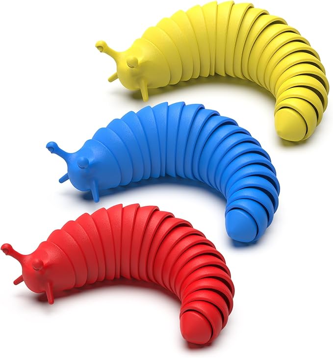Cevioce Fidget Slug Stress Relief Toy Sensory Fidget Slug Toy Fidget Toys for Kids Girls Women 3Pcs Cute Autism Sensory Toys for Autistic Children Easter Basket Stuffers Gifts for Toddler Girls Boys