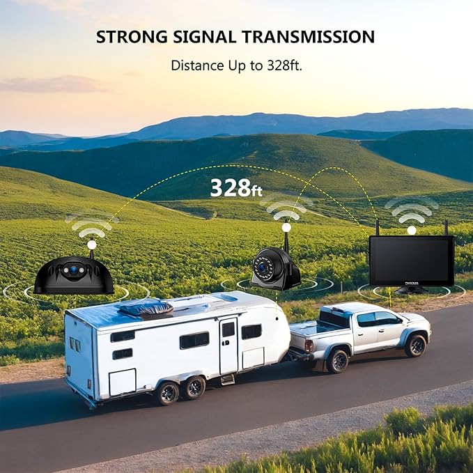 Wireless RV Backup Camera System for Furrion Pre-Wired RVs Truck Trailer, FHD 1080P 7" Touchscreen IPS Monitor with 1 Rear & 2 Side View Cameras, Loop Recording Night Vision Plug & Play F7-3