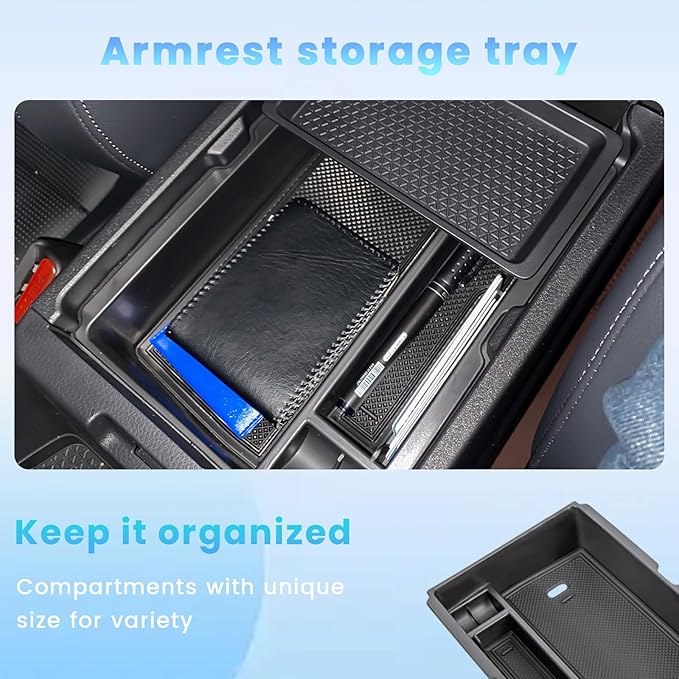 4PCS Center Console Organizer Compatible with 2023 2024 2025 2026 Honda CRV Secondary Box Insert Divider Armrest Storage Tray Hidden Storage Tray Cup Holder Interior Accessories