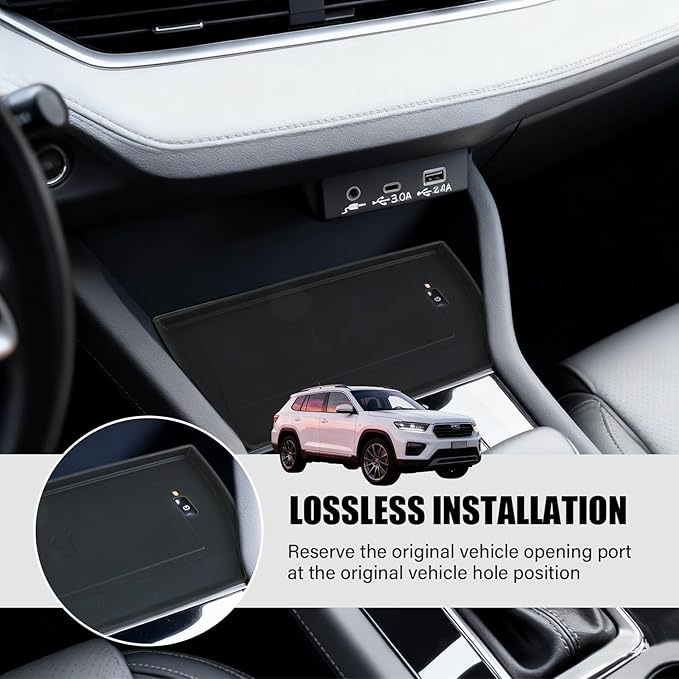 1pcs 8.97 * 5.7in Wireless Charging Pad,Compatible with 2025 Subaru Forester Interior Accessories,Flexible Charging Mat for Center Console Anti-Slip Wireless Car Silicone Mat