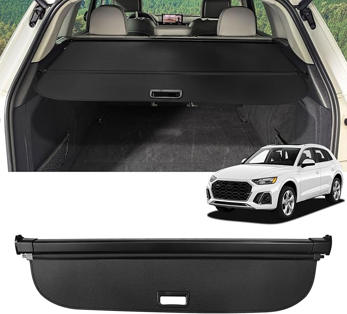 Cargo Cover for Audi Q5 SQ5 2024-2018 (Not for Q5/SQ5 Sportback and All New Q5/SQ5) Retractable Trunk Cover Security Shielding Shade Cargo Luggage Cover Trunk Privacy Protection