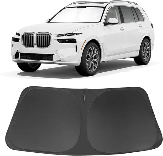 Windshield Sun Shade Custom Fit for 2021 2022 2023 2024 2025 2026 BMW X7 3.0L xDrive40i Accessories Foldable Sunshade Sun Blocker Protect Car from Sun Rays & Heat Damage Keep Car Cooler