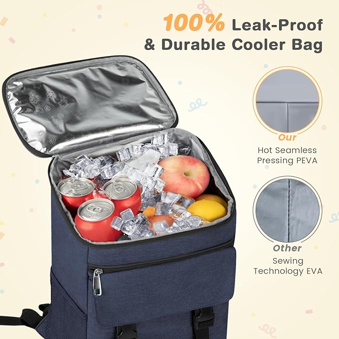 Cooler Backpack Soft Insulated Leak Proof 30 Cans Insulated Backpack Cooler Portable Picnic Camping Beach Hiking BBQ Lunch Backpack for Men and Women