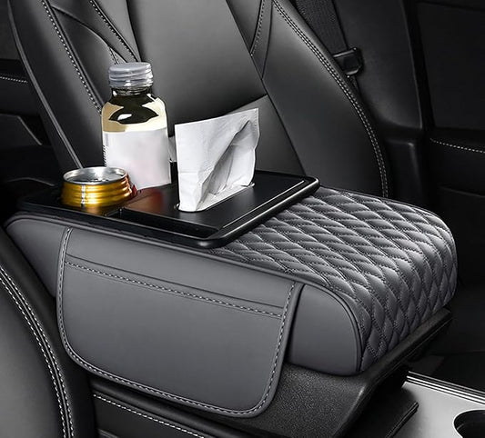 Car Armrest Center Console Cover for Jeep Compass 2. Generation 2021 2022 2023, Center Console Pad with Cup Holder, Multifunctional Armrest Cushion,D Grey