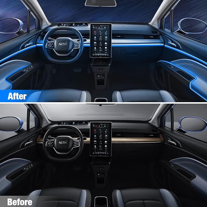 Car Led Strip Lights, 5 in 1 Interior Car Light, Ambient Led Lighting Kit with RGB 16 Million Colors&236 inches Fiber Optic, Neon Light Accessories for Car, Bluetooth APP and Remote Control