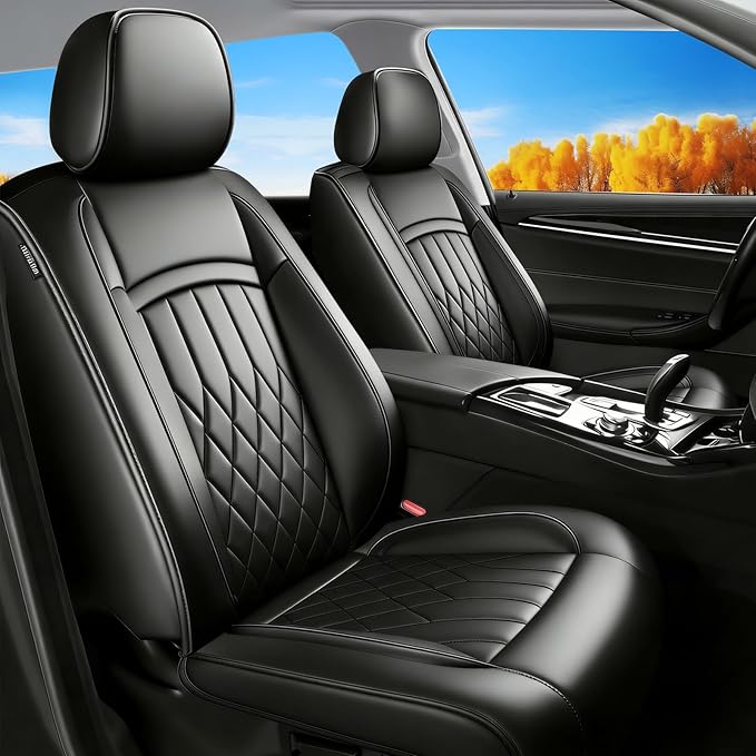 Fit for Equus Seat Covers Compatible with Hyundai Equus 2011-2016 - Waterproof Breathable Leather Automotive Seat Cushions Protector,Airbag Compatible,Full Set 5 Seats(Black)