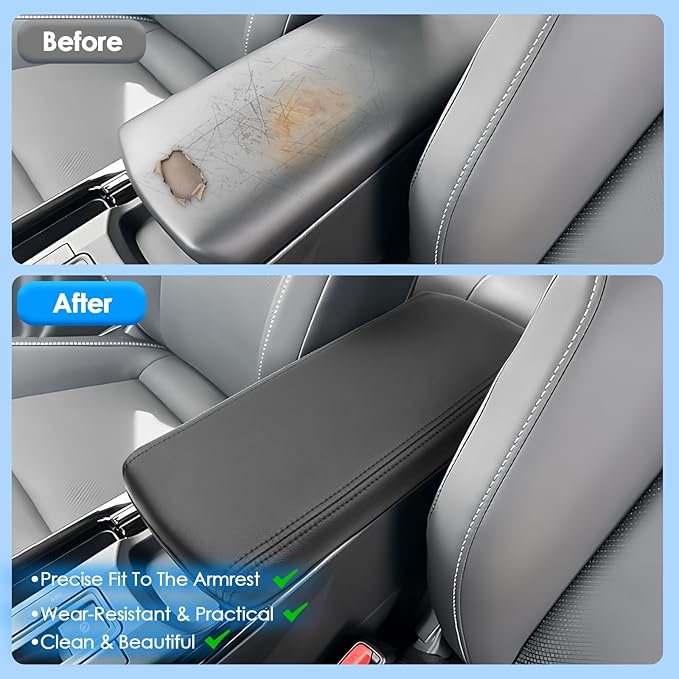 2023 2024 2025 2026 Prius Center Console Cover for Toyota Prius (LE/XLE/Limited/Nightshade Edition), Waterproof&Comfy Leather Armrest Cover 2026 2025 Prius Accessories (Leather)