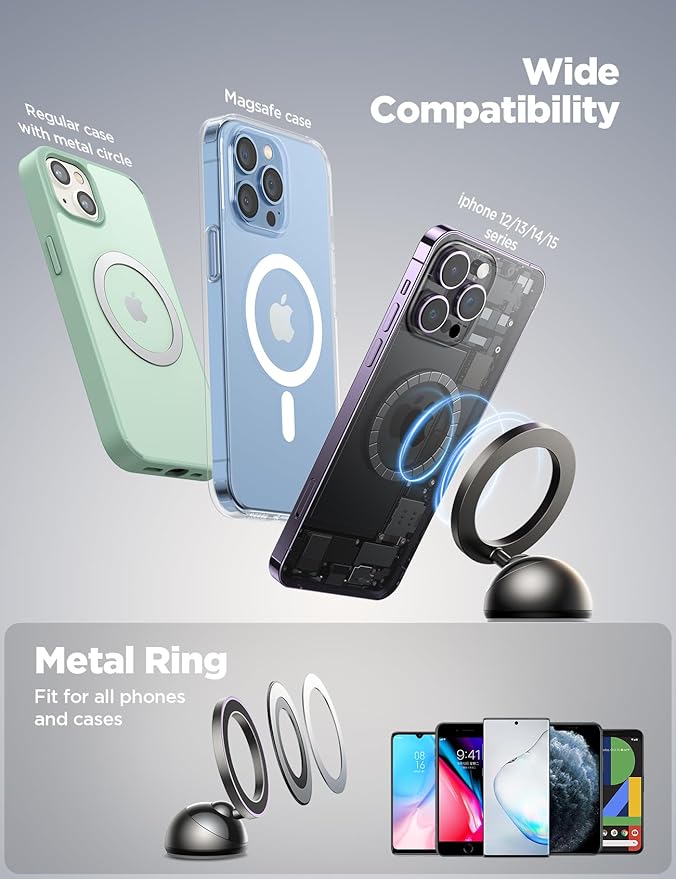 JOYROOM for MagSafe Car Mount, [Stronger Magnet] Magnetic Phone Holder for Car, All-Metal Magnet iPhone Car Holder for Dash, Fit for iPhone 15 14 13