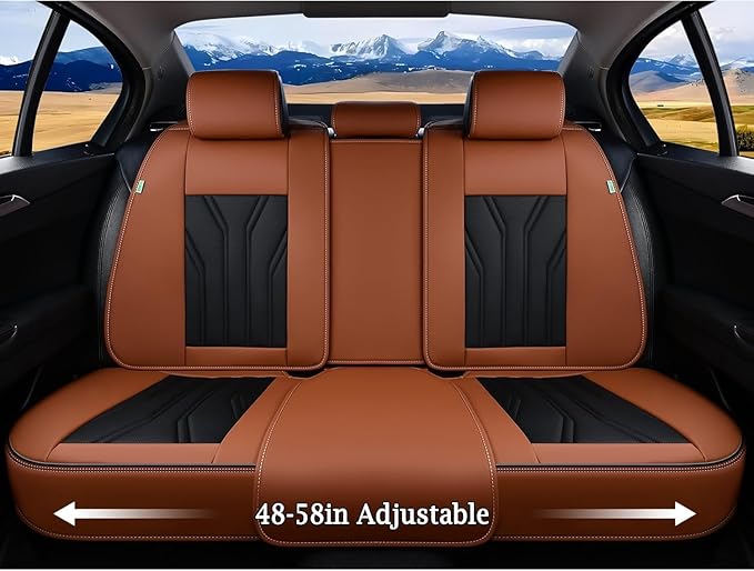 FLORICH Rear Seat Covers Leather Car Seat Covers Waterproof Back Seat Cover Automotive Seat Covers Universal Seat Cushion Protector for Most Cars Trucks SUV-Brown&Black