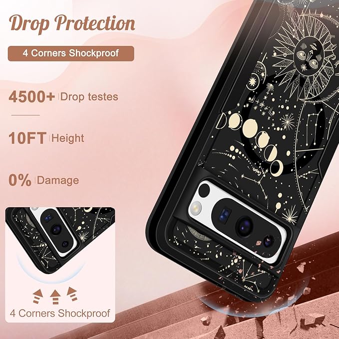 for Google Pixel 8 Pro Case - Compatible with MagSafe Women Girls Cute Magnetic Protective Cover Girly Aesthetic Sun Moon Heavy Duty Shockproof Design for Google Pixel 8 Pro Phone Cases