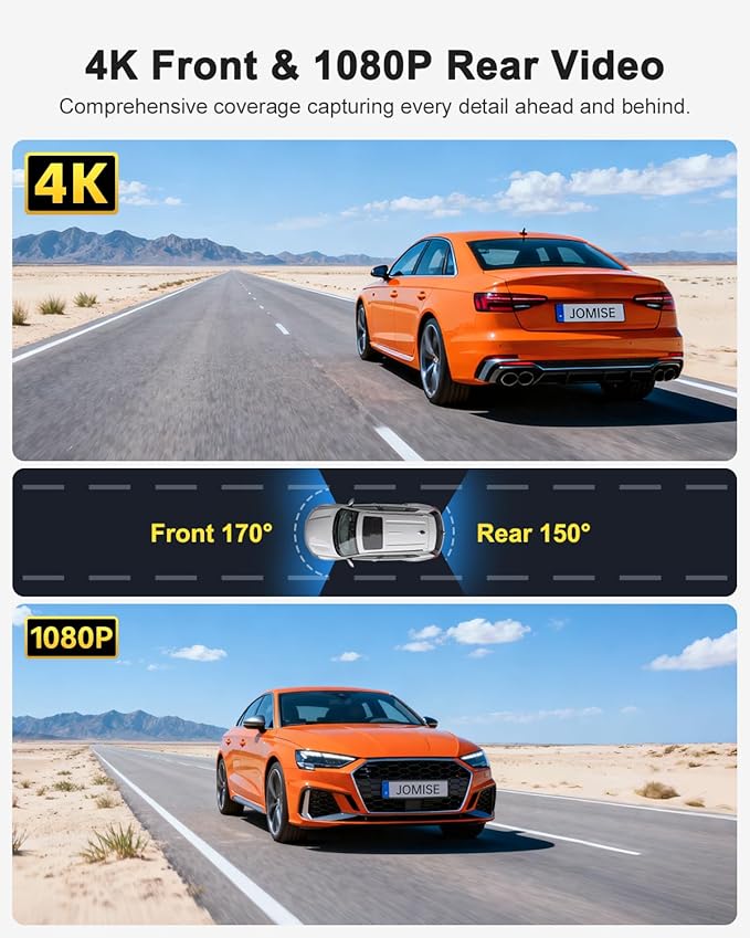 Dash Cam Front and Rear, 4K FHD Dual Dash Camera for Cars Built-in 5G WiFi GPS, 64GB Card Included, Car Camera with 3" IPS Touch Screen, UHD 2160P Night Vision, WDR, 24H Parking Monitor, App Control