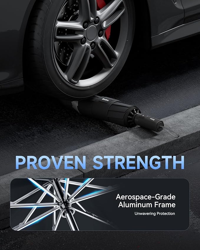 Windproof Travel Umbrella for Rain, Withstand 85MPH Winds, 54 Inch Automatic Reverse Fold Umbrellas Easy Auto Open Close, Portable Compact Umbrella Includes Cover Bag, Perfect for Travel, Car, Commute, Women Men, Backpack