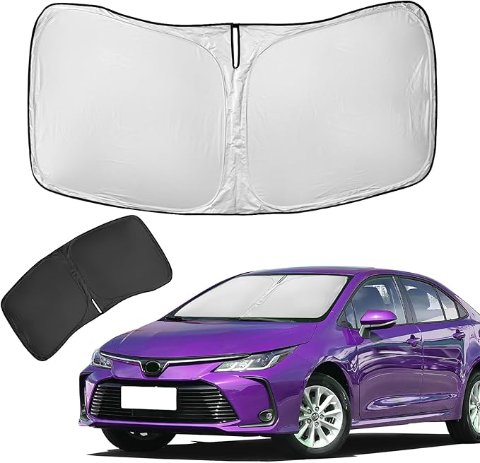 for Toyota Corolla 2020-2025 2026 Sun Shade Sunshade Windshield Cover - 4 Layers Front Window Shade Custom Fit for Corolla Sun Visor - 240T Retractable Shade Blocks UV Rays Car Accessories