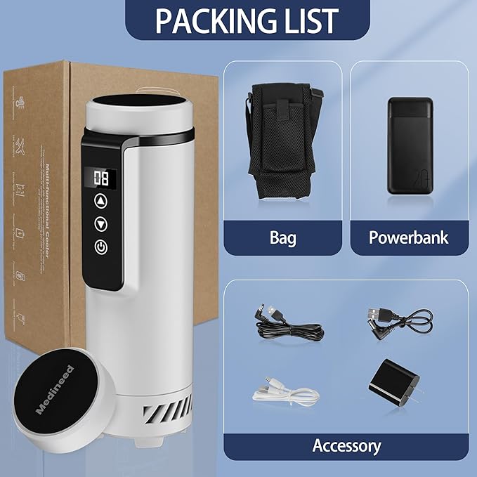 Insulin Cooler Travel Case Tsa Approved, USB Charger Diabetes Travel Case Medicine Organizer, 1-7 Pens Medication Cooler Refrigerated Medicine Box for Diabetic Supplies Carrying (White)